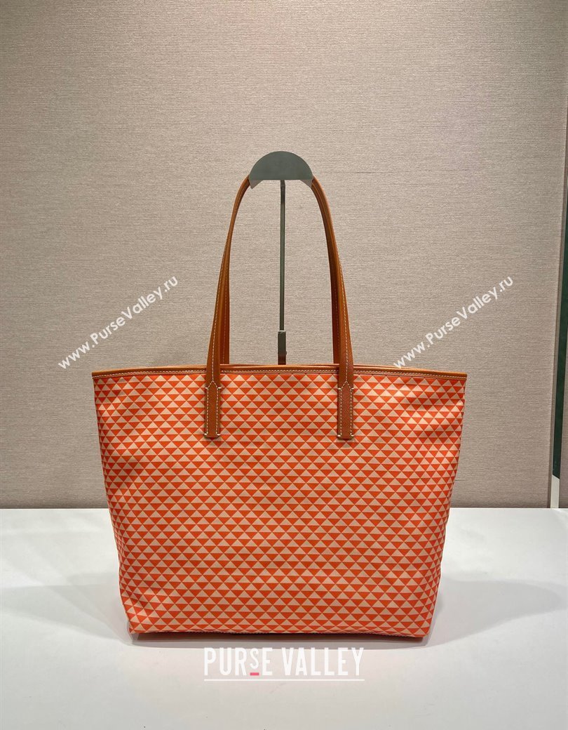 Prada Tassuto Triangulum Printed Nylon Tote Bag Orange 2025 1BD552 (YZ-250207028)