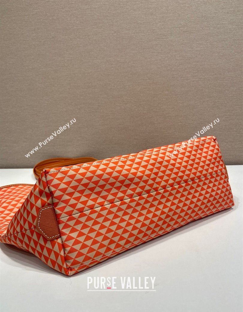 Prada Tassuto Triangulum Printed Nylon Tote Bag Orange 2025 1BD552 (YZ-250207028)