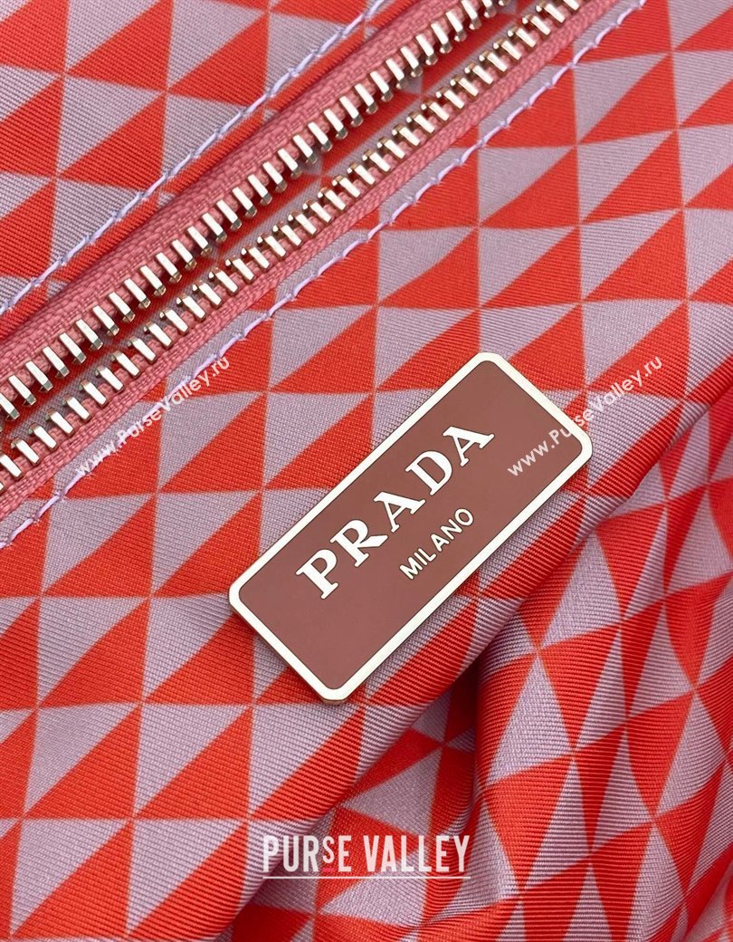 Prada Tassuto Triangulum Printed Nylon Tote Bag Orange 2025 1BD552 (YZ-250207028)