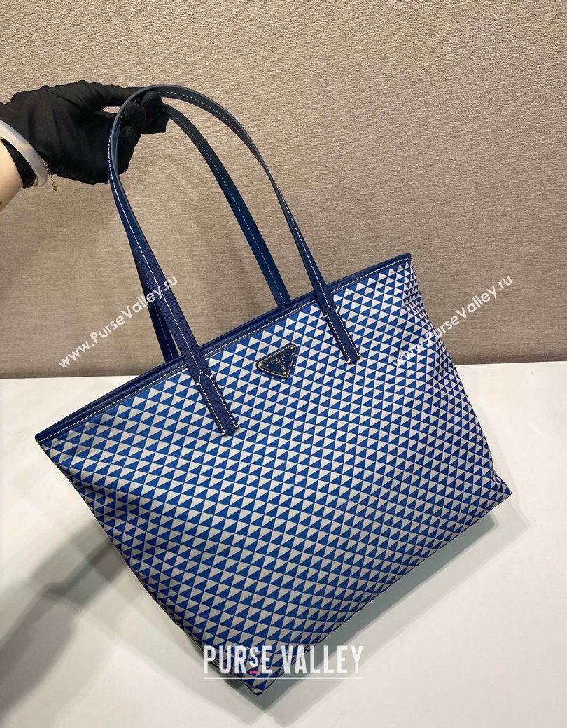 Prada Tassuto Triangulum Printed Nylon Tote Bag Blue 2025 1BD552 (YZ-250207029)