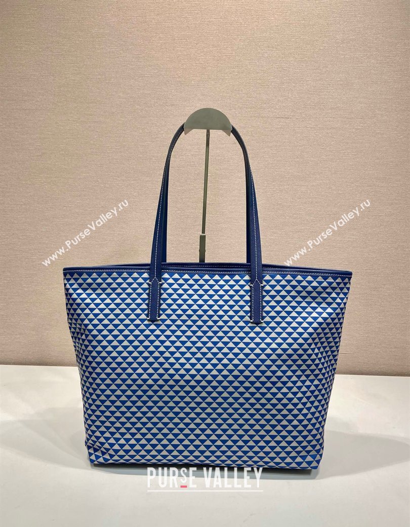Prada Tassuto Triangulum Printed Nylon Tote Bag Blue 2025 1BD552 (YZ-250207029)