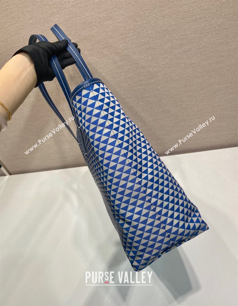 Prada Tassuto Triangulum Printed Nylon Tote Bag Blue 2025 1BD552 (YZ-250207029)