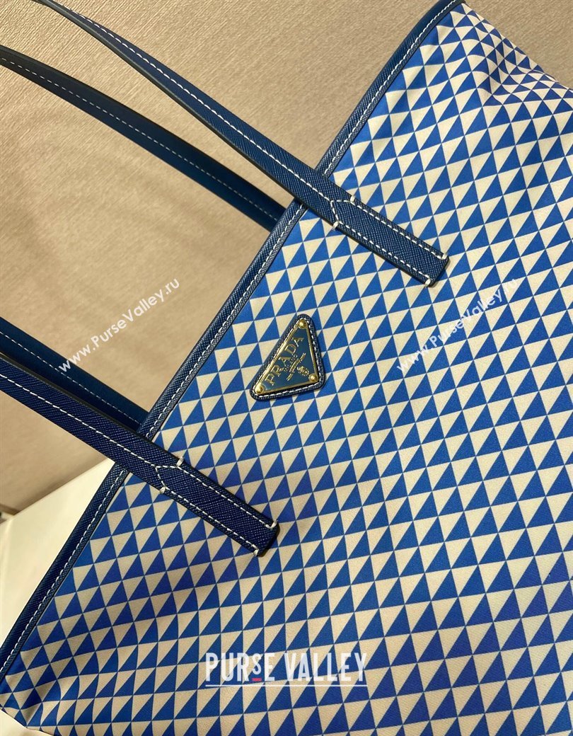 Prada Tassuto Triangulum Printed Nylon Tote Bag Blue 2025 1BD552 (YZ-250207029)