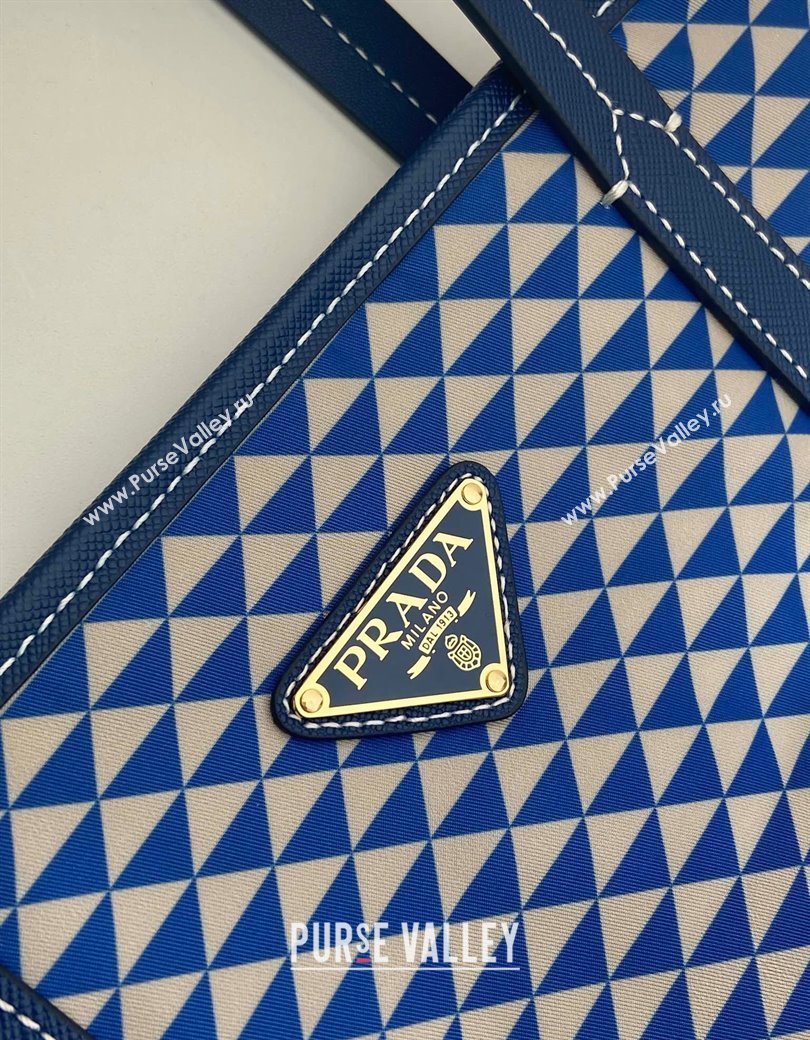 Prada Tassuto Triangulum Printed Nylon Tote Bag Blue 2025 1BD552 (YZ-250207029)
