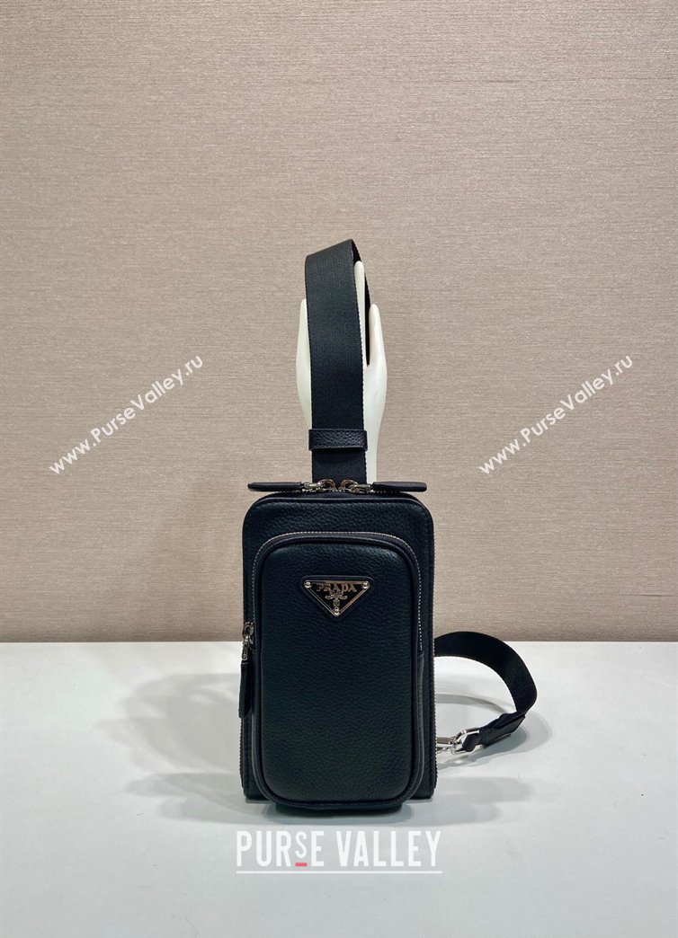 Prada Mens Leather smartphone case Mini Bag Black 2025 2ZH195 (YZ-250207030)