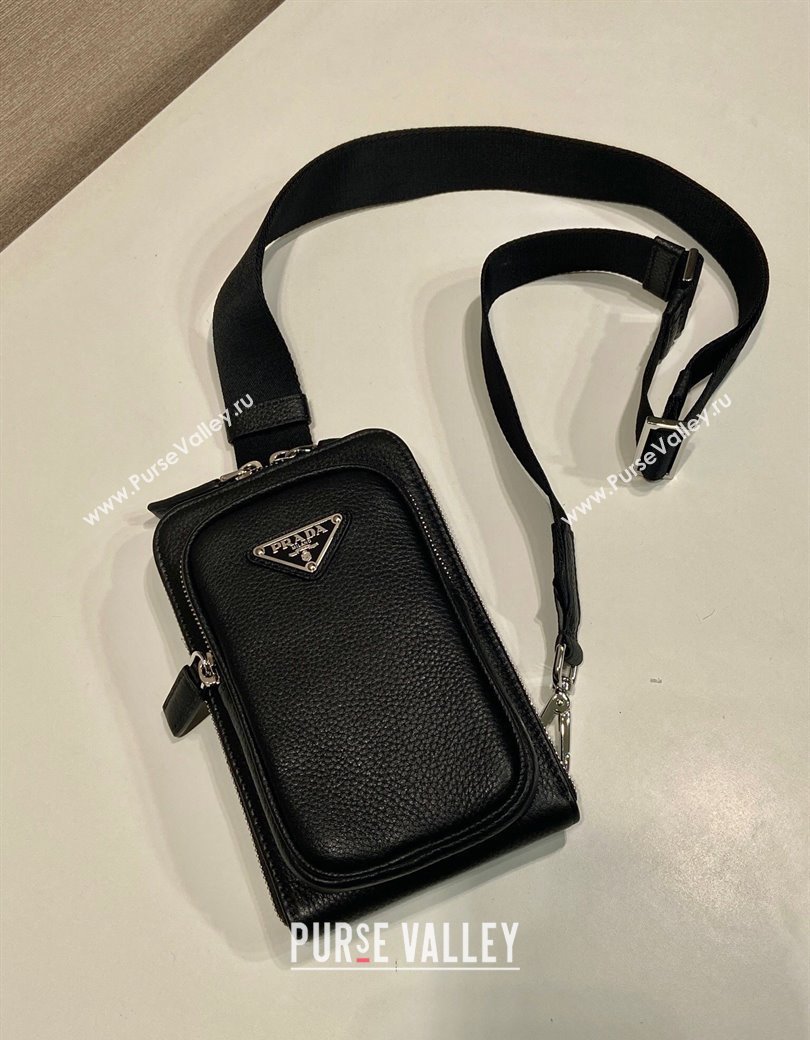 Prada Mens Leather smartphone case Mini Bag Black 2025 2ZH195 (YZ-250207030)