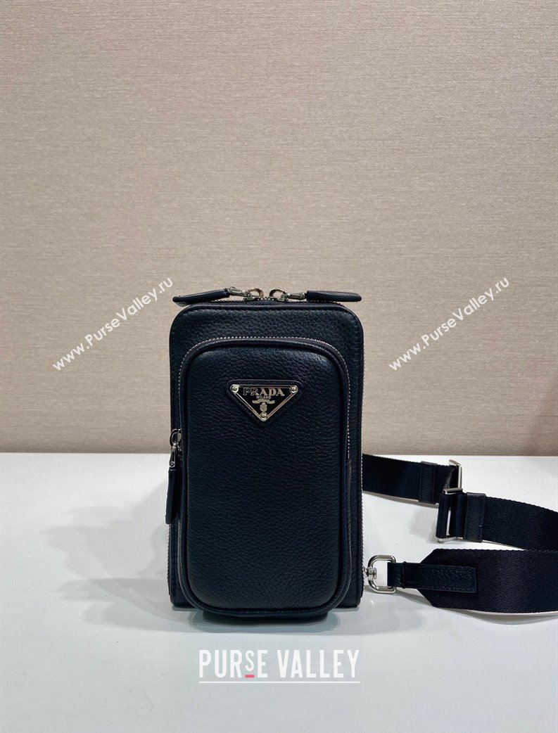 Prada Mens Leather smartphone case Mini Bag Black 2025 2ZH195 (YZ-250207030)