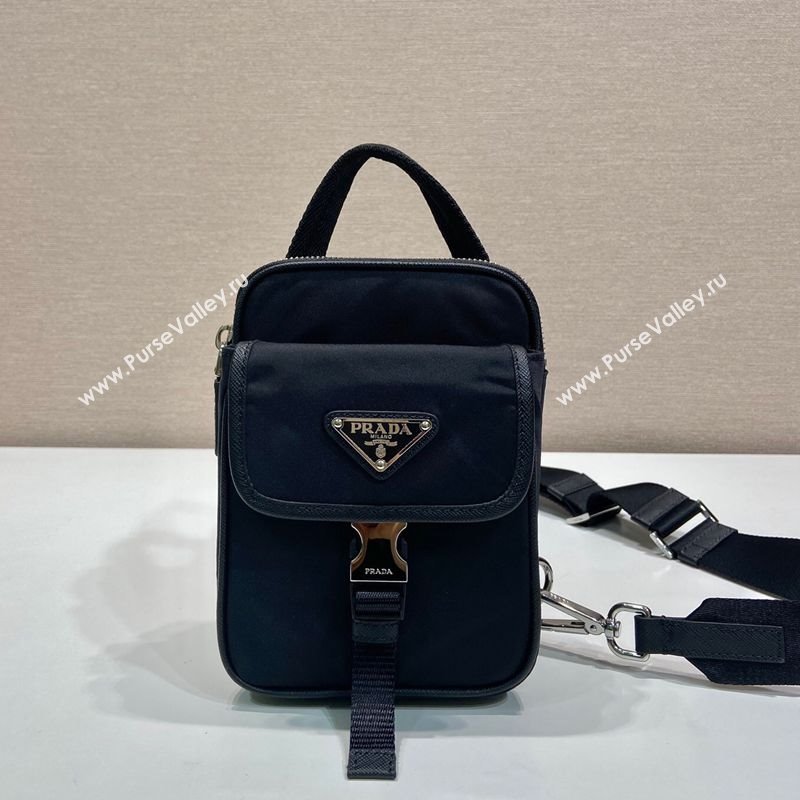 Prada Mens Re-Nylon and Saffiano leather smartphone case Mini bag Black 2025 2ZH194 (YZ-250207031)