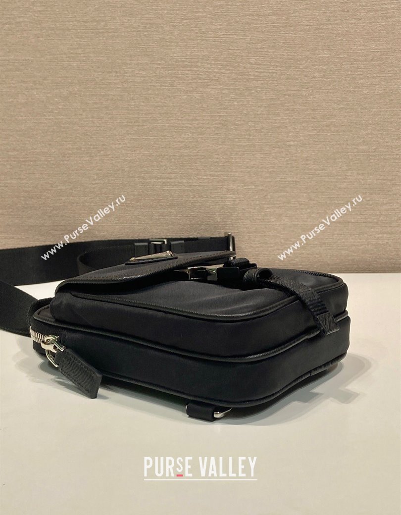 Prada Mens Re-Nylon and Saffiano leather smartphone case Mini bag Black 2025 2ZH194 (YZ-250207031)