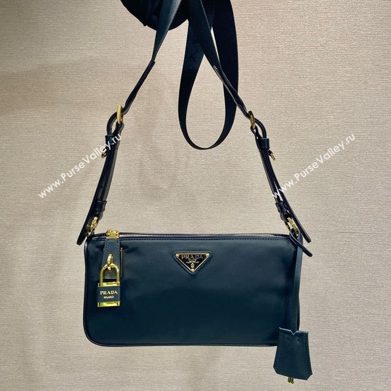 Prada Small Re-Nylon and leather shoulder bag Black 2025 1BC234 (YZ-250207032)