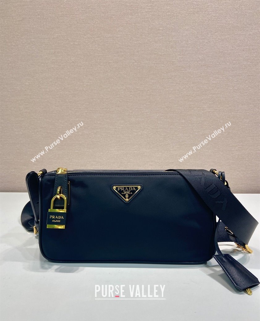 Prada Small Re-Nylon and leather shoulder bag Black 2025 1BC234 (YZ-250207032)