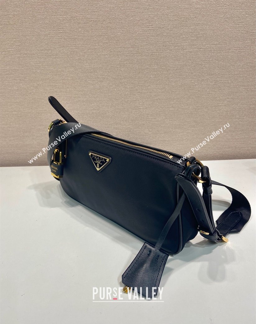 Prada Small Re-Nylon and leather shoulder bag Black 2025 1BC234 (YZ-250207032)