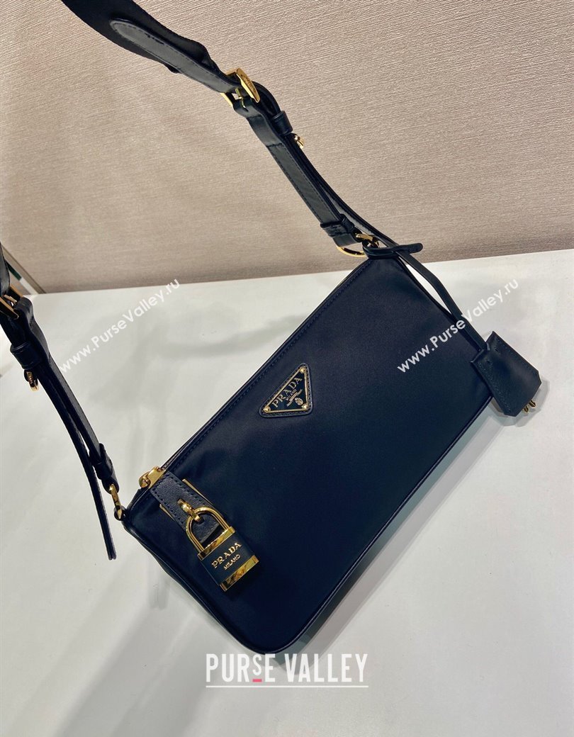 Prada Small Re-Nylon and leather shoulder bag Black 2025 1BC234 (YZ-250207032)