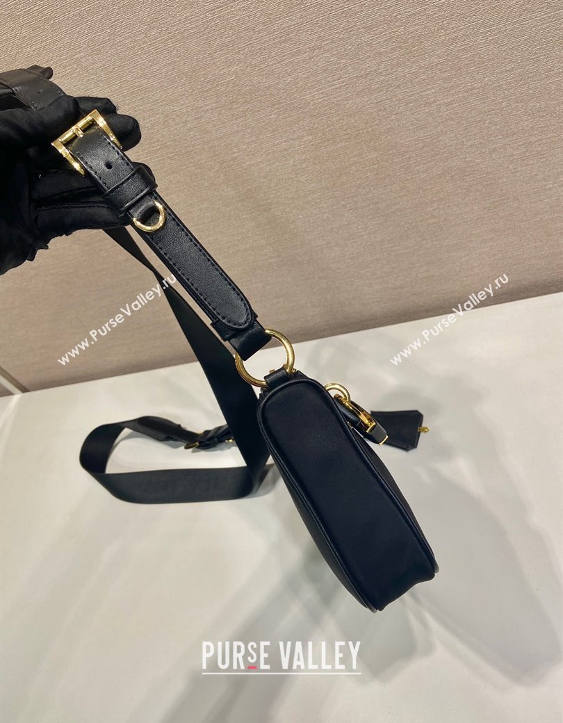 Prada Small Re-Nylon and leather shoulder bag Black 2025 1BC234 (YZ-250207032)