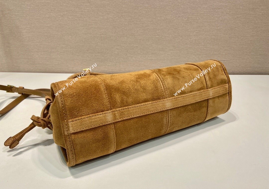 Prada Medium Suede handbag 1BA426 Dark Beige 2025 (YZ-250207009)