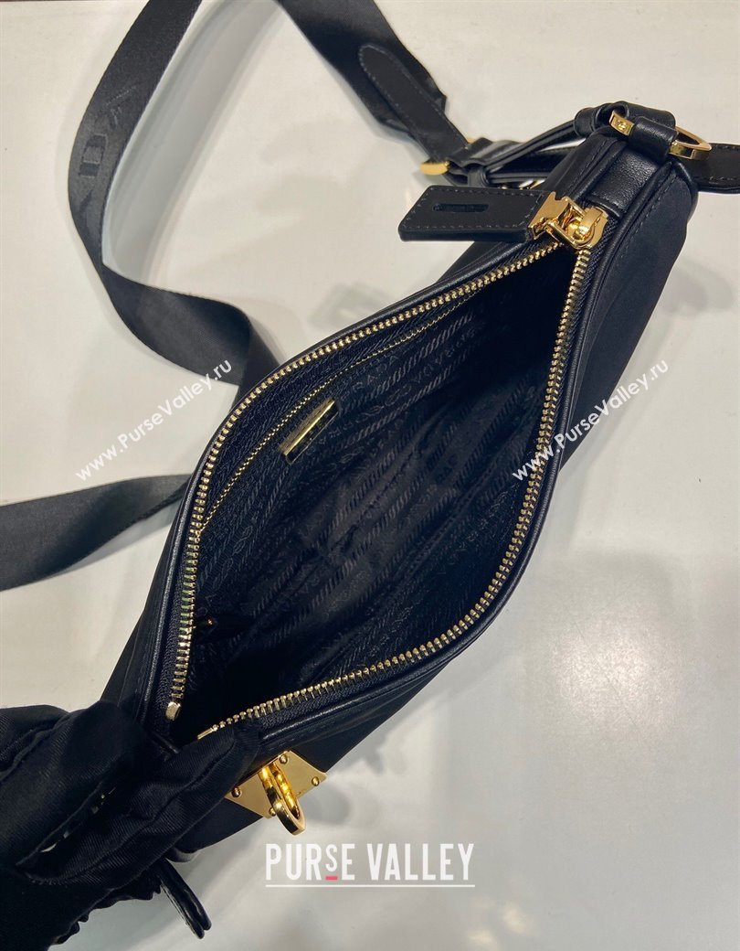 Prada Small Re-Nylon and leather shoulder bag Black 2025 1BC234 (YZ-250207032)