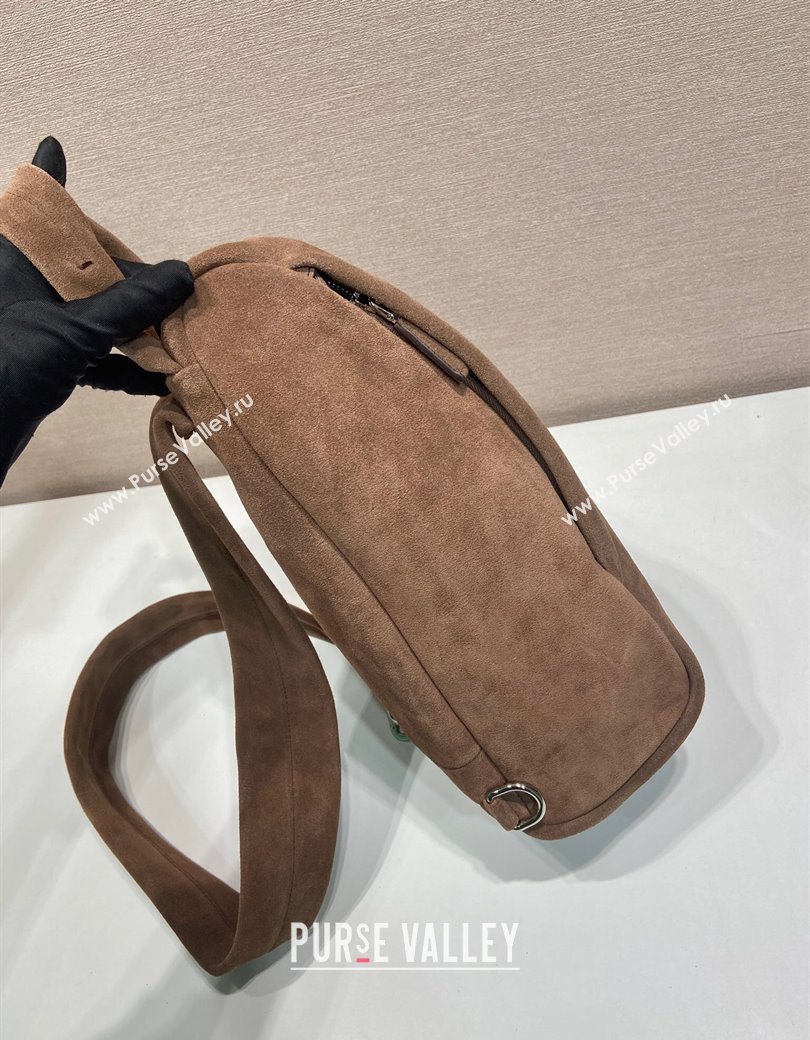 Prada Mens Suede backpack bag Coffee Brown 2025 2VZ114 (YZ-250207033)