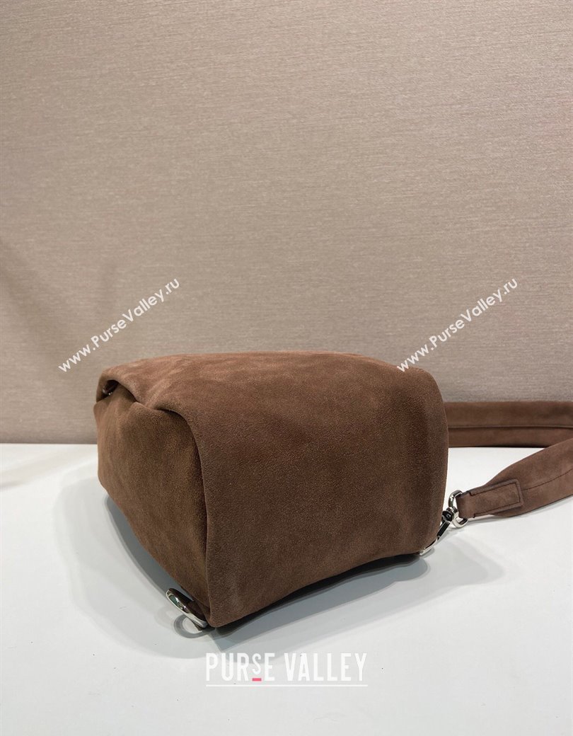 Prada Mens Suede backpack bag Coffee Brown 2025 2VZ114 (YZ-250207033)