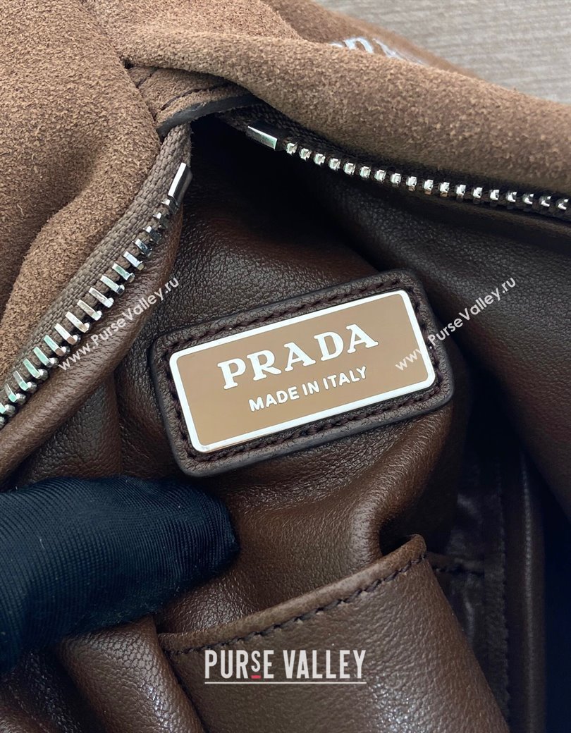 Prada Mens Suede backpack bag Coffee Brown 2025 2VZ114 (YZ-250207033)