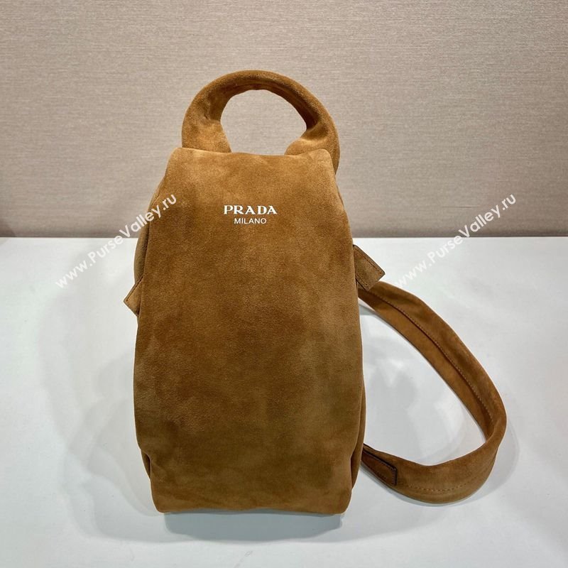 Prada Mens Suede backpack bag Light Brown 2025 2VZ114 (YZ-250207034)
