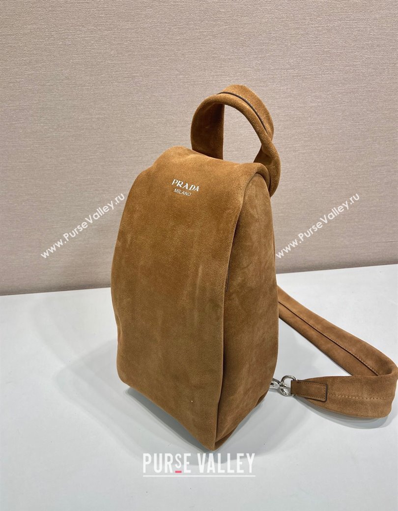 Prada Mens Suede backpack bag Light Brown 2025 2VZ114 (YZ-250207034)