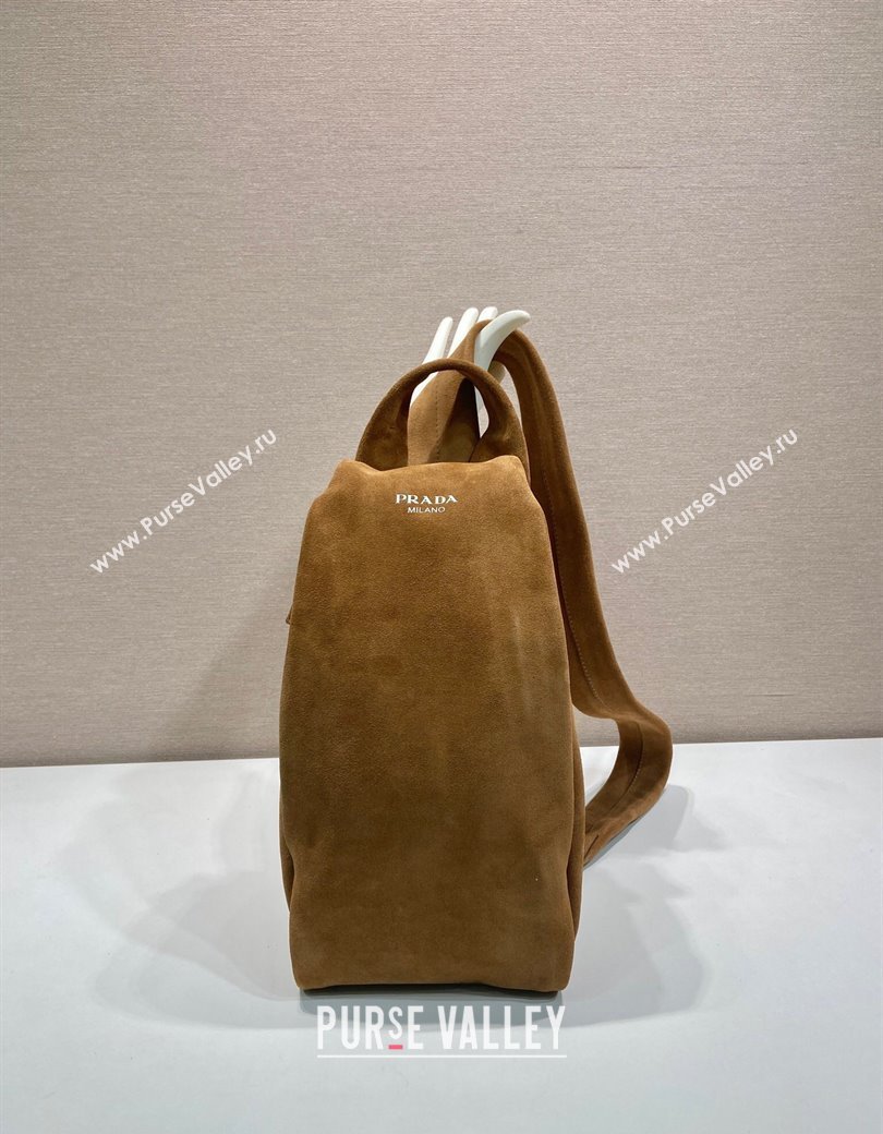 Prada Mens Suede backpack bag Light Brown 2025 2VZ114 (YZ-250207034)