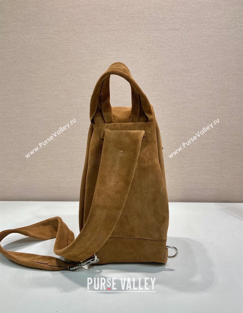 Prada Mens Suede backpack bag Light Brown 2025 2VZ114 (YZ-250207034)