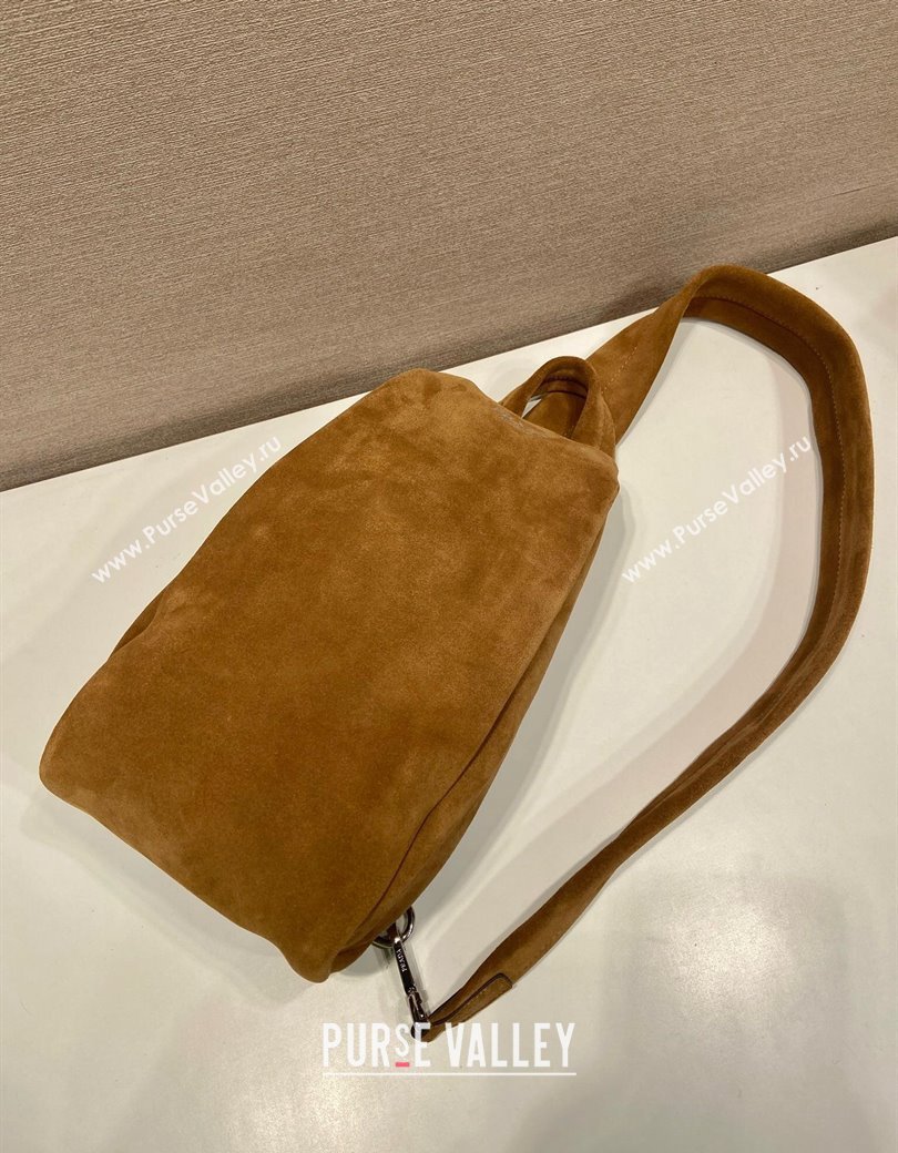 Prada Mens Suede backpack bag Light Brown 2025 2VZ114 (YZ-250207034)