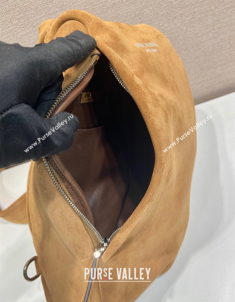 Prada Mens Suede backpack bag Light Brown 2025 2VZ114 (YZ-250207034)