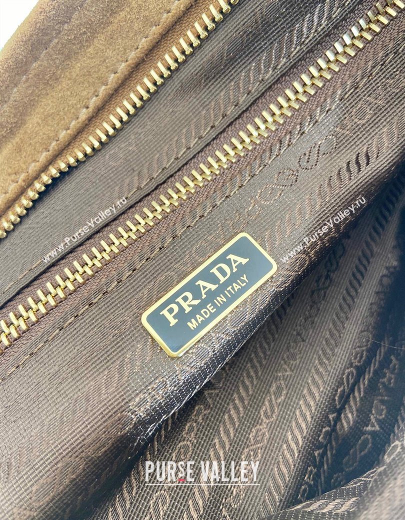 Prada Medium Suede handbag 1BA426 Dark Beige 2025 (YZ-250207009)