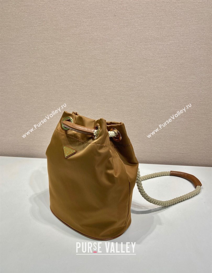 Prada Re-Nylon and Leather Bucket Bag Brown 2025 1BE082 (YZ-250207036)