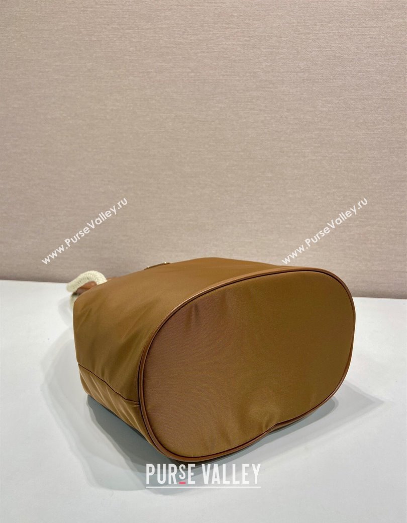 Prada Re-Nylon and Leather Bucket Bag Brown 2025 1BE082 (YZ-250207036)