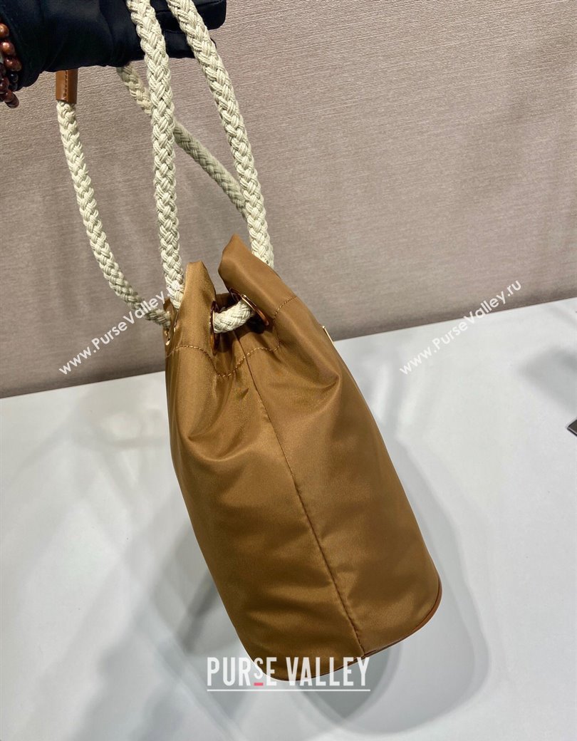 Prada Re-Nylon and Leather Bucket Bag Brown 2025 1BE082 (YZ-250207036)