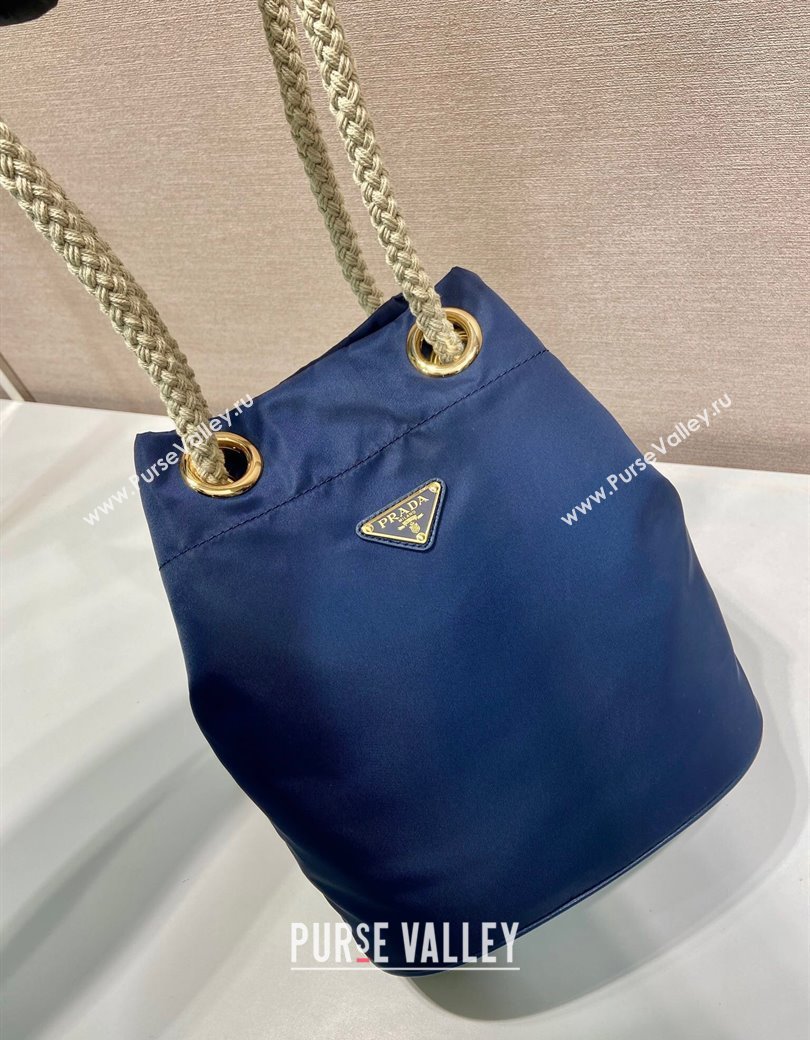 Prada Re-Nylon and Leather Bucket Bag Blue 2025 1BE082 (YZ-250207037)
