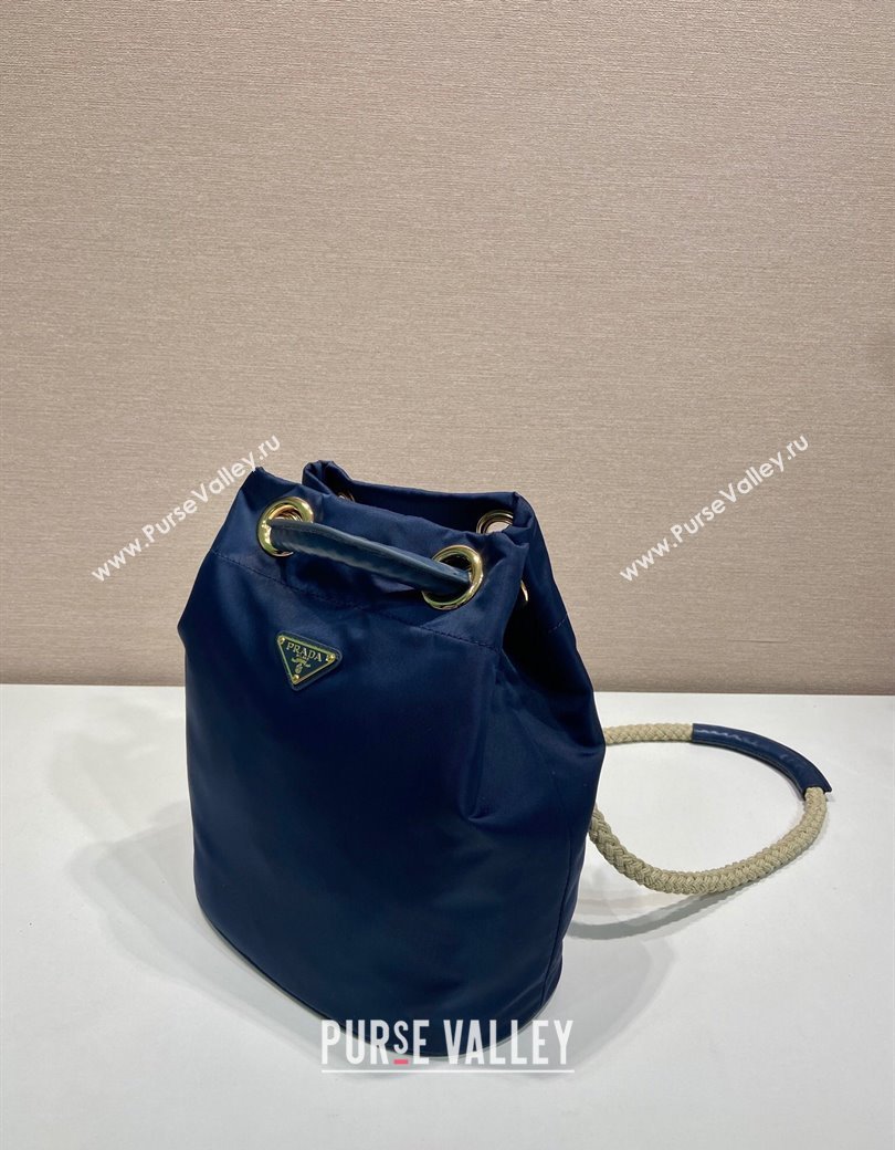 Prada Re-Nylon and Leather Bucket Bag Blue 2025 1BE082 (YZ-250207037)
