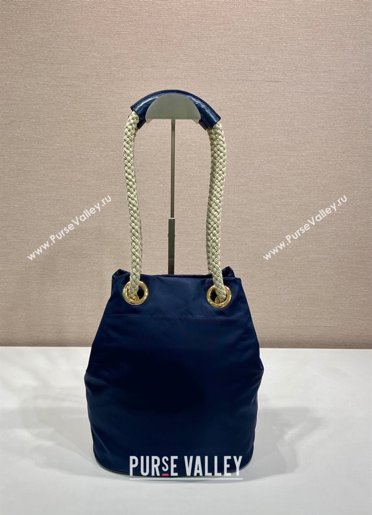 Prada Re-Nylon and Leather Bucket Bag Blue 2025 1BE082 (YZ-250207037)