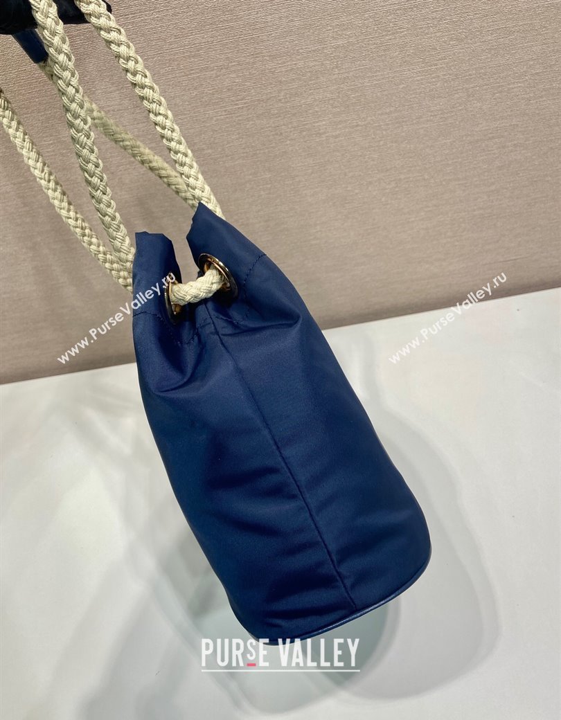 Prada Re-Nylon and Leather Bucket Bag Blue 2025 1BE082 (YZ-250207037)