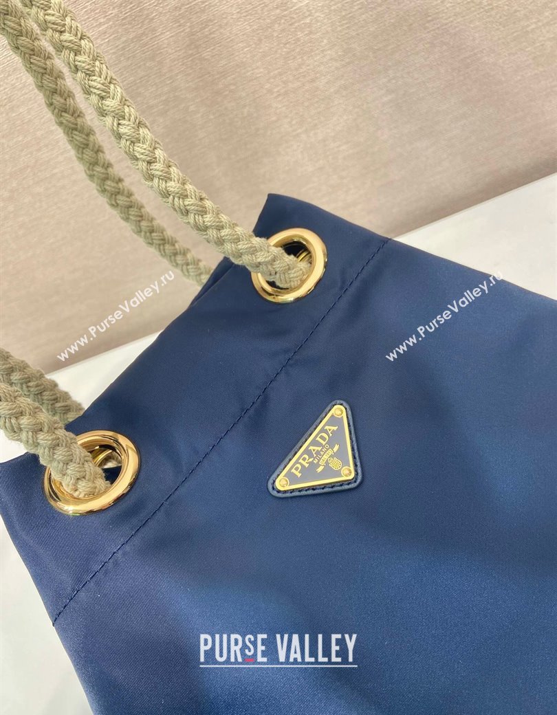 Prada Re-Nylon and Leather Bucket Bag Blue 2025 1BE082 (YZ-250207037)