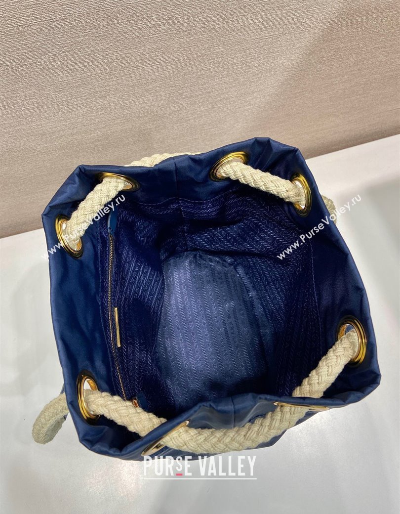 Prada Re-Nylon and Leather Bucket Bag Blue 2025 1BE082 (YZ-250207037)