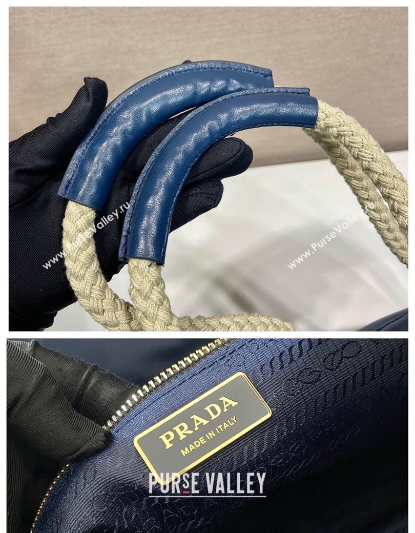 Prada Re-Nylon and Leather Bucket Bag Blue 2025 1BE082 (YZ-250207037)