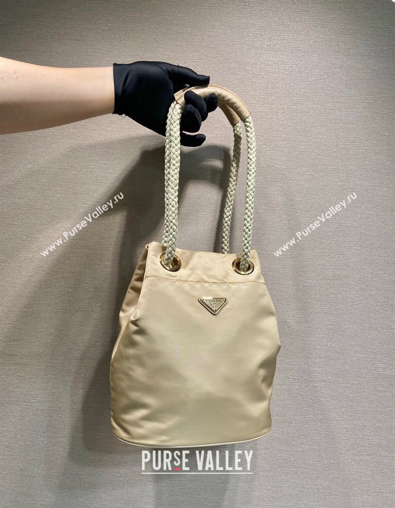 Prada Re-Nylon and Leather Bucket Bag Beige 2025 1BE082 (YZ-250207038)
