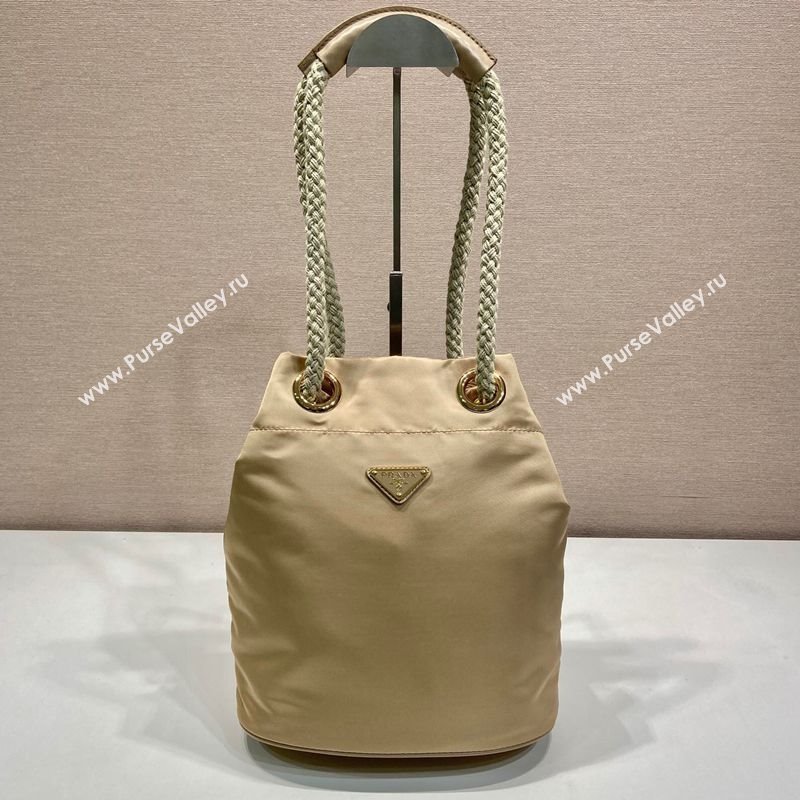 Prada Re-Nylon and Leather Bucket Bag Beige 2025 1BE082 (YZ-250207038)