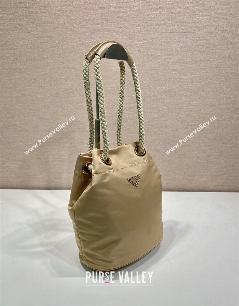 Prada Re-Nylon and Leather Bucket Bag Beige 2025 1BE082 (YZ-250207038)