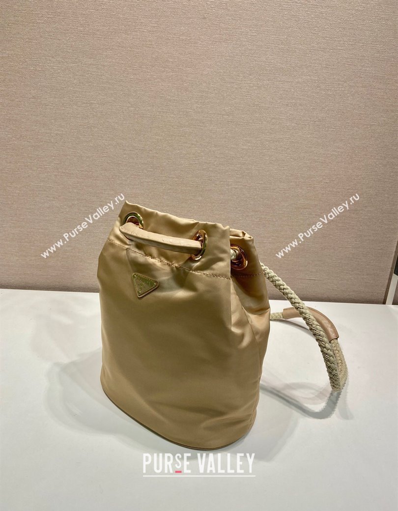 Prada Re-Nylon and Leather Bucket Bag Beige 2025 1BE082 (YZ-250207038)