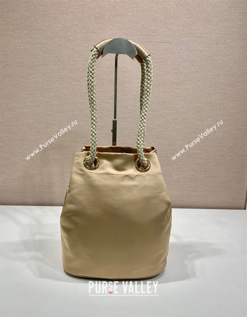 Prada Re-Nylon and Leather Bucket Bag Beige 2025 1BE082 (YZ-250207038)