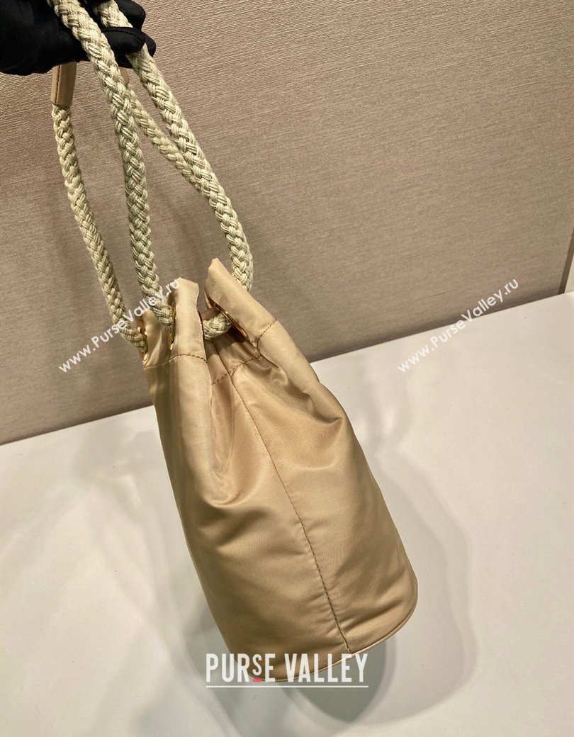 Prada Re-Nylon and Leather Bucket Bag Beige 2025 1BE082 (YZ-250207038)