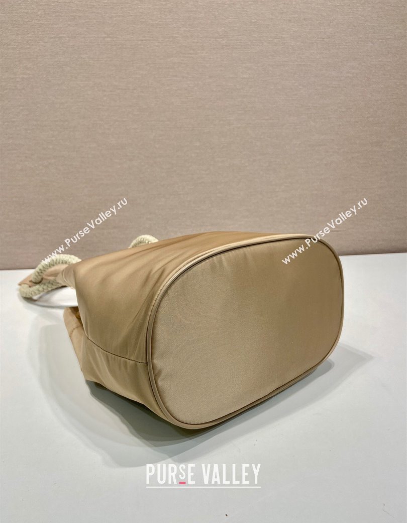 Prada Re-Nylon and Leather Bucket Bag Beige 2025 1BE082 (YZ-250207038)
