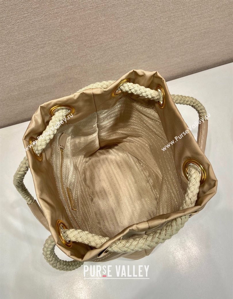 Prada Re-Nylon and Leather Bucket Bag Beige 2025 1BE082 (YZ-250207038)