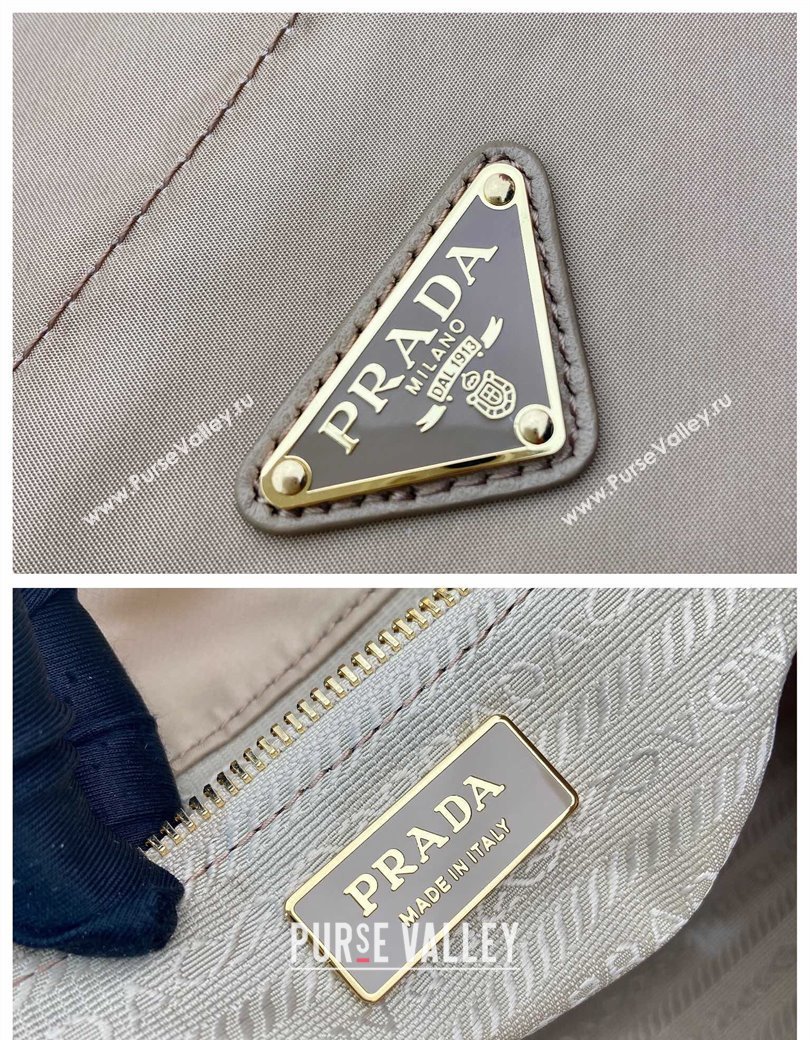 Prada Re-Nylon and Leather Bucket Bag Beige 2025 1BE082 (YZ-250207038)