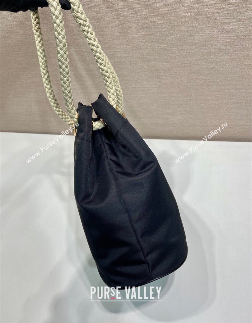 Prada Re-Nylon and Leather Bucket Bag Black 2025 1BE082 (YZ-250207039)